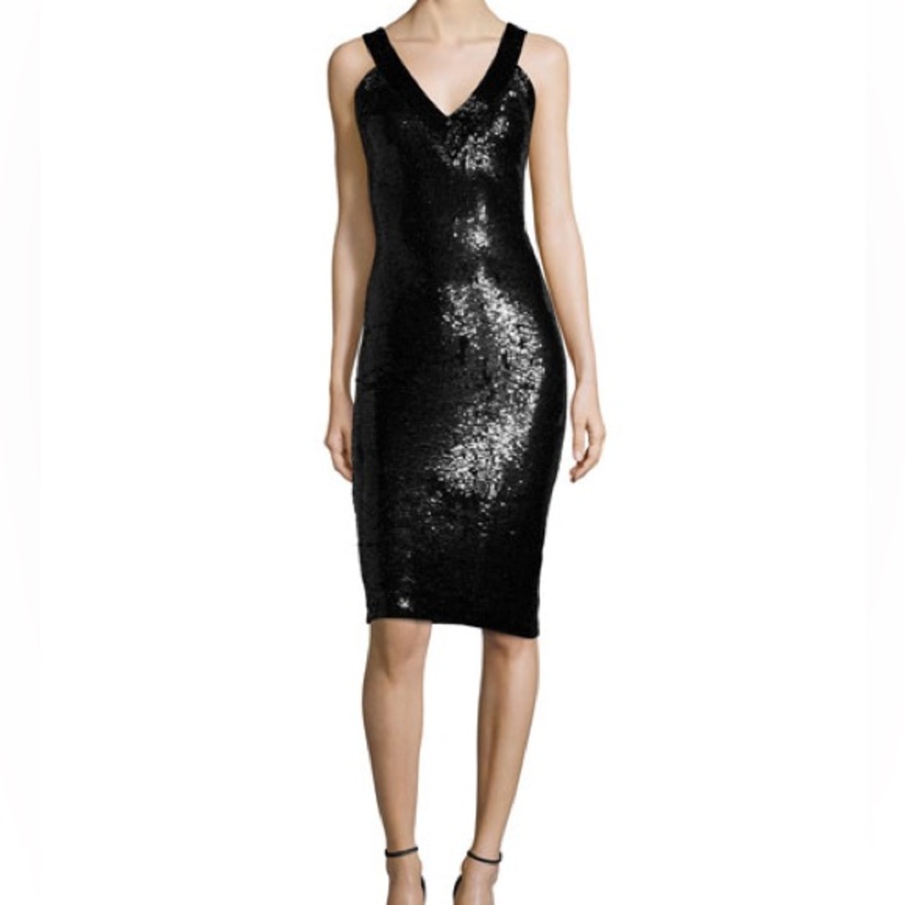 Alice and Olivia Piera V-neck Sequin Dress